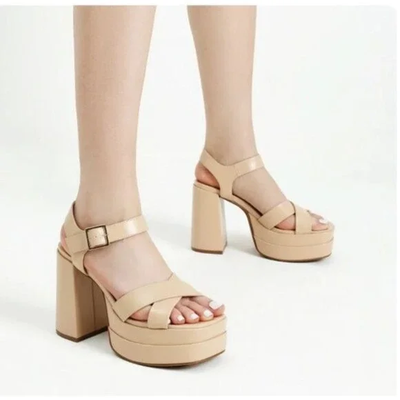 DREAM PAIRS Square Toe Platform Chunky Heel Sandals 8.5 Graduation Wedding Dance - Picture 9 of 10